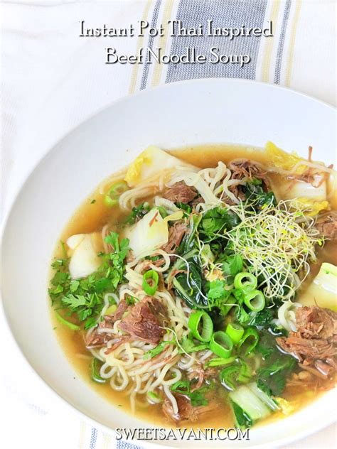 Instant Pot Thai Inspired Low Carb Beef Noodle Soup - Sweet Savant