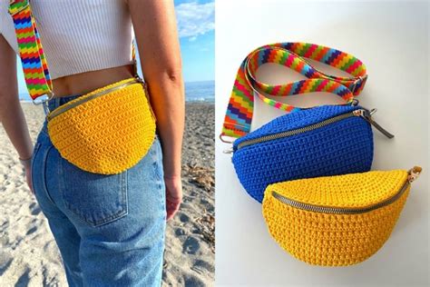 Crochet sling bag pattern, spring cross body purse, bum bag