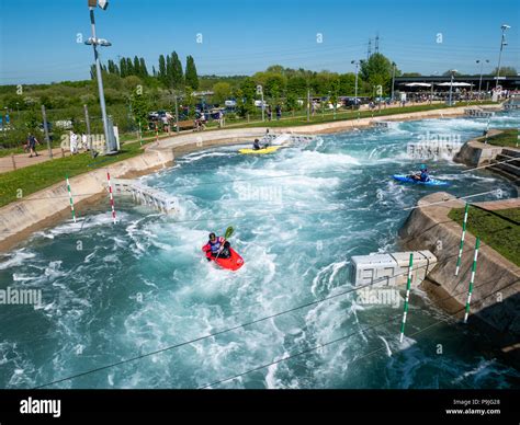 White water rafting at the Lee Valley White Water Centre, London, UK ...