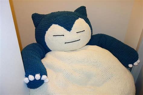 Hand-Crocheted Snorlax Bean Bag is a Perfect Pokemon for Napping