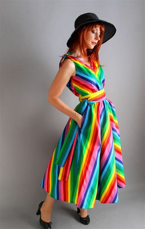 Handmade Cotton Chevron Rainbow Dress. Day Dress. by gogovintage, $115.00 | Rainbow dress ...