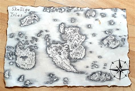 Fantasy Skellige Isles Map Ink and Charcoal A4 Custom Hand Drawn ...