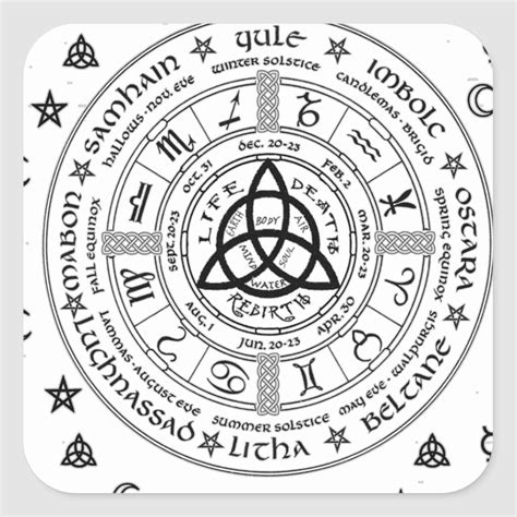 Witchcraft symbols square sticker | Zazzle | Witches wheel, Wicca, Pagan