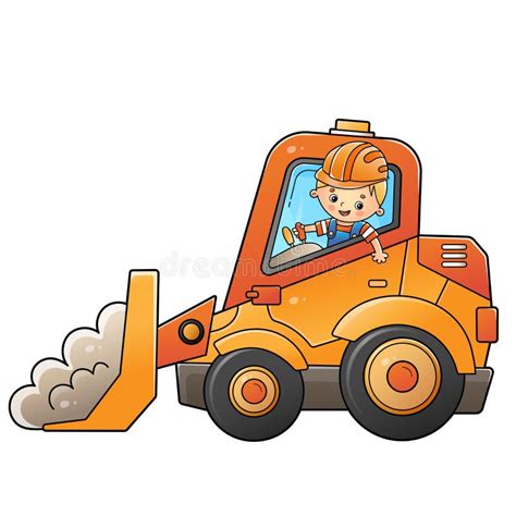 Cartoon Bulldozer with Worker. Construction Vehicles Stock Vector ...