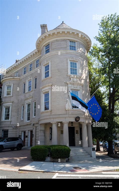 Washington, DC - August 8, 2019: Exterior of the Estonia Embassy along ...