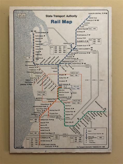 Transit Maps: Historical Map: Suburban Rail Map of Adelaide, South Australia, 1985