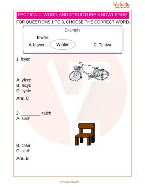 IEO English Olympiad Sample Paper 1 for Class 1 with Solutions