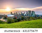 The Saddledome and the Skyline with towers in Calgary, Alberta, Canada ...