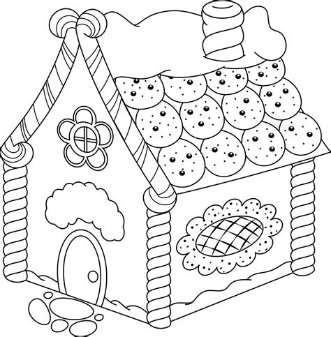 Gingerbread House Coloring Pages: Printable Coloring, Activity & Game Pages Featuring ...