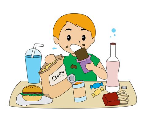 children eating junk foods cartoon - Clip Art Library