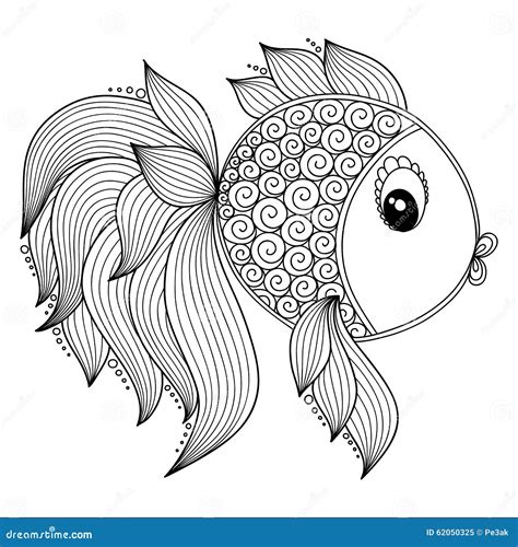 Pattern For Coloring Book. Cute Cartoon Fish. Stock Vector - Image ...