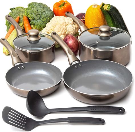 Amazon.com: Moss & Stone 8PCS Nonstick Cookware Set, Aluminum Pots and Pans with Cooking ...