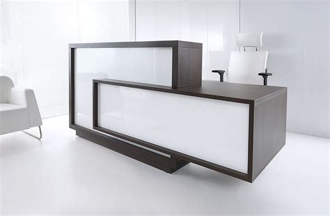 wood & glass sleek reception desk | Contemporary reception desks ...