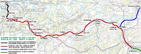 Left-clickable map showing the exact route of the Smoky Mountain ...