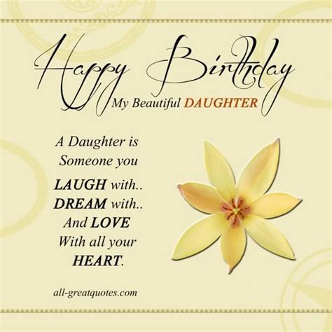 Birthday Card: Happy Birthday Daughter Cards Free Print ... #ha… | Birthday quotes for daughter ...