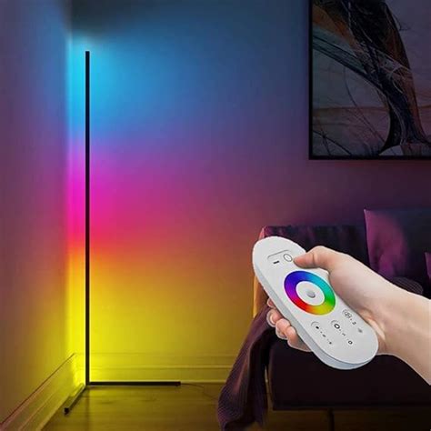 RGB Color Changing Floor Light, LED Dimmable Corner Standing Lamp with ...
