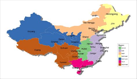 Seven regions of mainland China. Description: Thirty-one provinces of ...