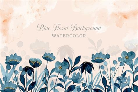 Premium Vector | Blue floral background with watercolor