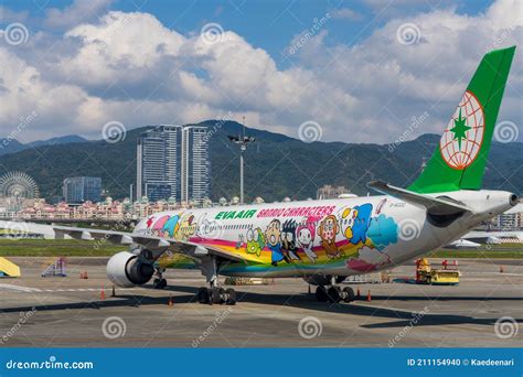 Eva Air Hello Kitty Plane Back View Editorial Image - Image of journey ...