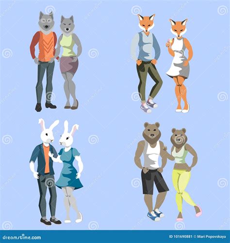 Anthropomorphic Animals Man Cartoon Vector | CartoonDealer.com #101282197