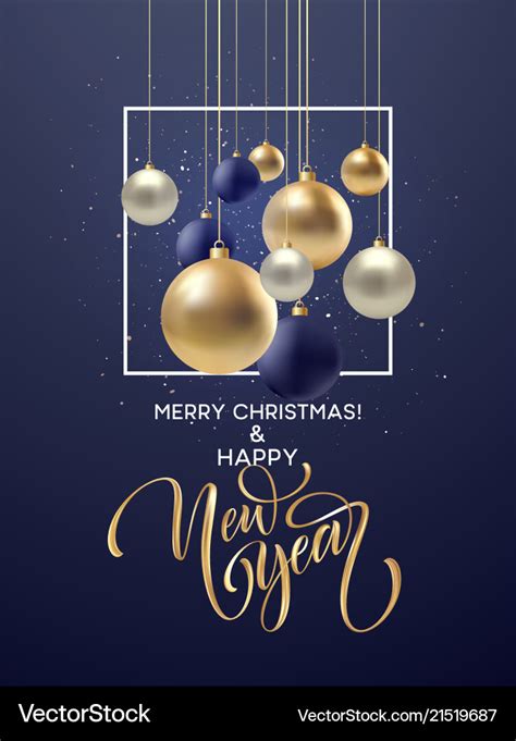 Christmas and new year greeting card design of Vector Image