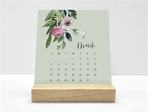 2023 Floral Desk Calendar 2023 Calendar With Wood Stand - Etsy