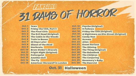 31 horror movies for the 31 days until Halloween