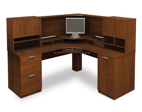 Home Computer Desks Modern Corner Computer Desk Furniture With Untreated Made Of Wood Oak ...