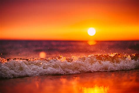 waves, Sunset, Beach, Tilt shift Wallpapers HD / Desktop and Mobile ...