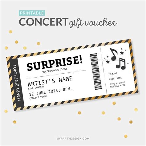 Concert Ticket Template Free, Concert Ticket Gift, Concert Surprise ...