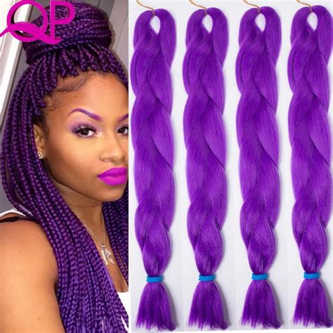 10pcs Purple Kanekalon Braiding Hair 90g/Pc Box Braid Extensions Purple ...