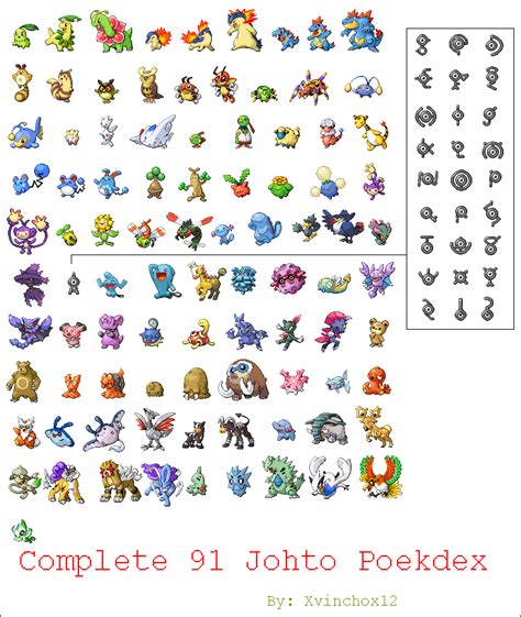 Complete Johto Pokedex by xvinchox12 on DeviantArt