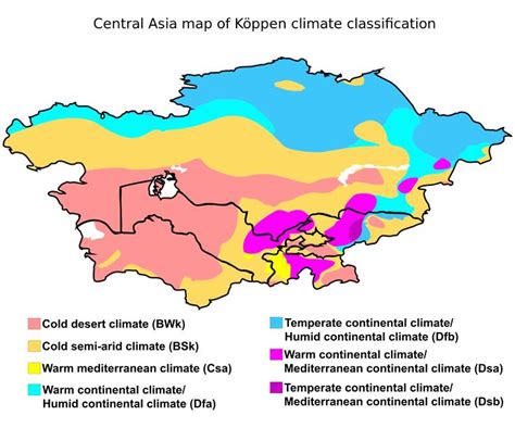 Central Asia map of Köppen Climate Classification | Central asia map, Asia map, Central asia