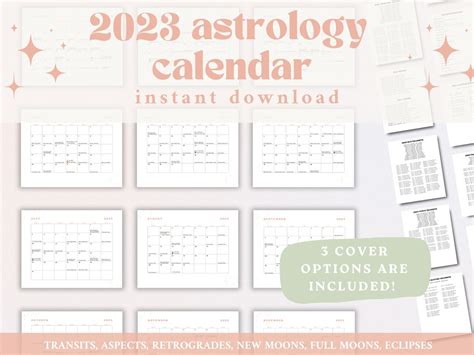 Printable 2023 Astrology Calendar 2023 Astrological Forecast 2023 ...