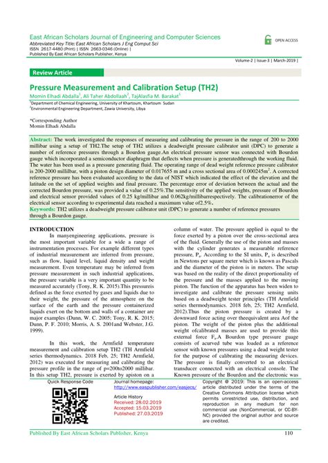 (PDF) Pressure Measurement and Calibration Setup (TH2)