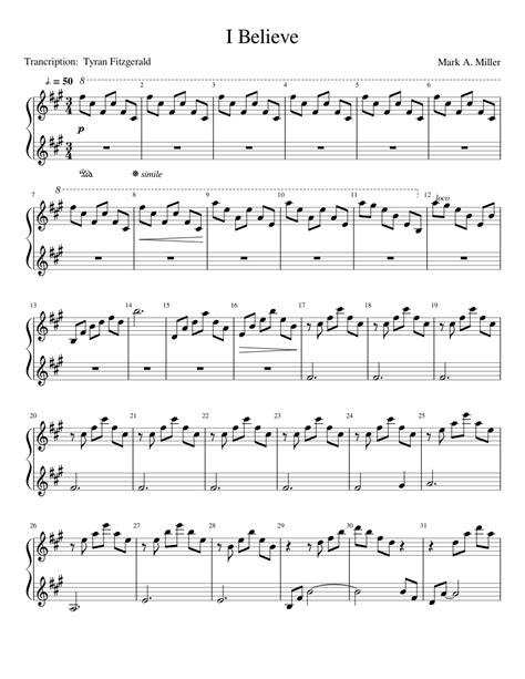 I Believe Sheet music for Keyboard Piano (Solo) | Musescore.com