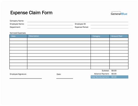 Expense Claim Form in Excel (Basic)