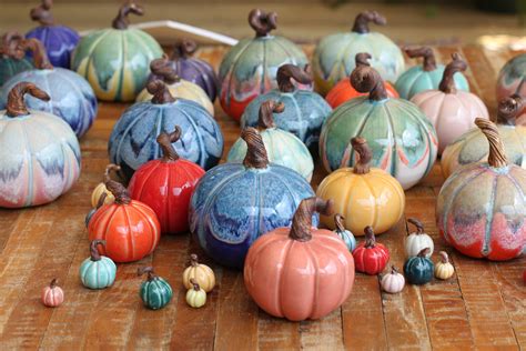 ceramic pumpkin solid color // fall decor // small pottery pumpkin // thanksgiving table