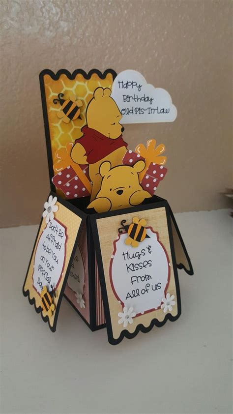 Birthday Card - Winnie the Pooh box-card I made this using my Cricut Explore | Disney cards ...