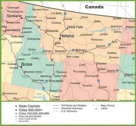 Map of Idaho and Montana - Ontheworldmap.com