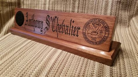 Custom Military Desk Nameplate 15 inch Solid Walnut Wood | Etsy