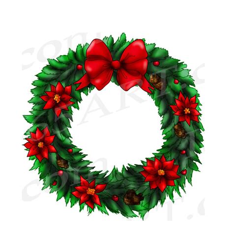 Wreath Clip Art, Holiday Wreaths, Christmas Wreaths, Poinsettia, DIY ...