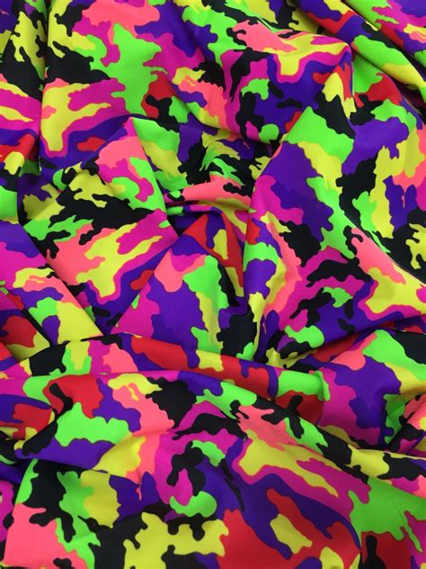 Bright Neon Pink Camo Spandex Fabric