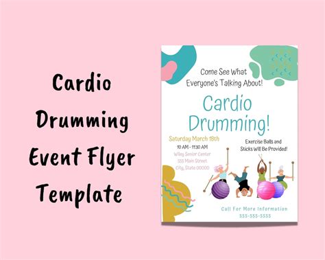 Printable Cardio Drumming Event Flyer Invitation Template - Etsy