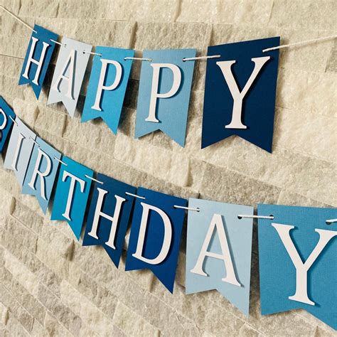 Happy Birthday Banner Blue Birthday Banner Blue Custom - Etsy