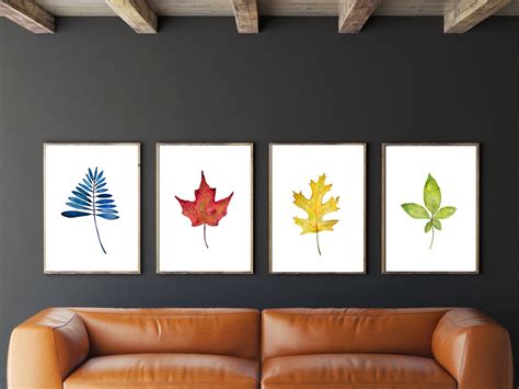 Leaves Wall Art Printable 4x6 Autumn Leaves Print Set of - Etsy