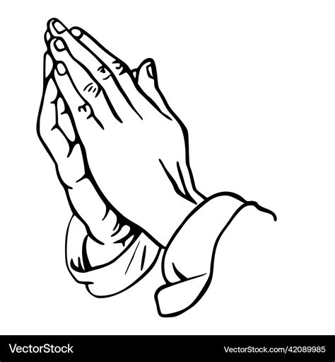 Praying hands line drawing Royalty Free Vector Image