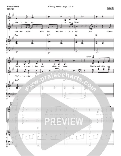 Clean (Choral Anthem SATB) Sheet Music PDF (Natalie Grant / Arr. Luke Gambill) - PraiseCharts