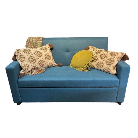 Steven Sleeper Loveseat Blue Green Turquoise (Pillows & Throw Sold Sep – Homeportonline