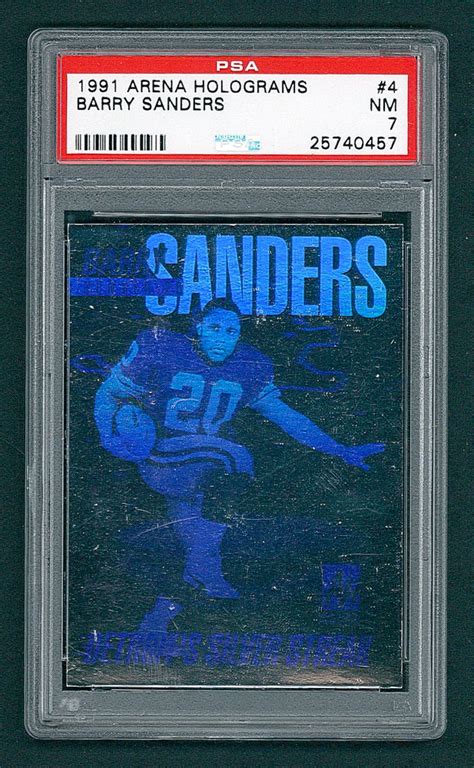 Barry Sanders 1991 Arena Holograms #4 Signature Series Autograph (PSA 7 ...